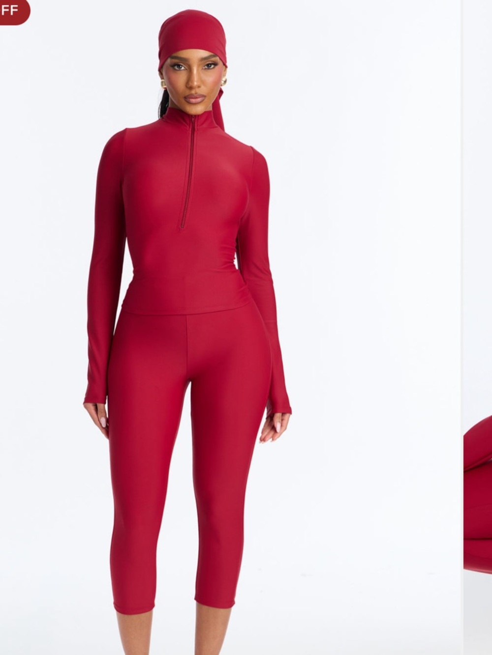 Fashion Nova Red Capri Pants & Matching Top Set